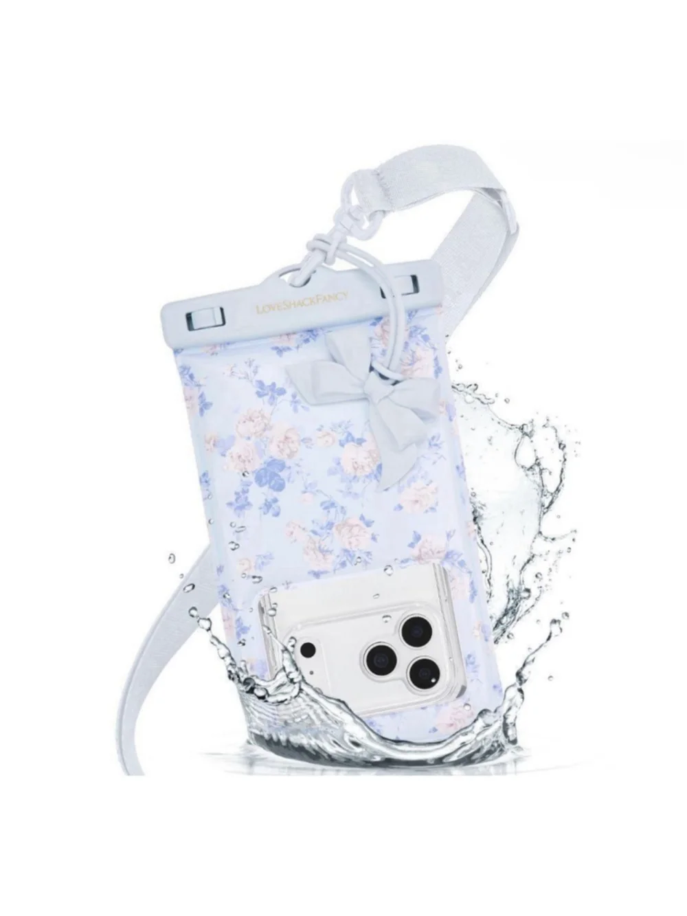 Case-Mate x LoveShackFancy Floating Pouch with Adjustable Crossbody Strap Blue